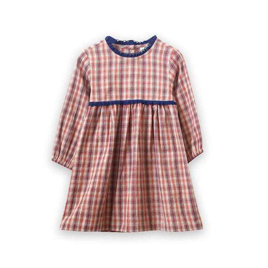 Priya Lace Trim Dress - Lille Check | Beet World