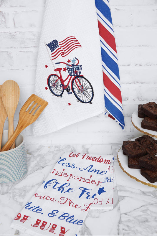 Patriotic Retro Bike Kitchen Towel | C&F Home