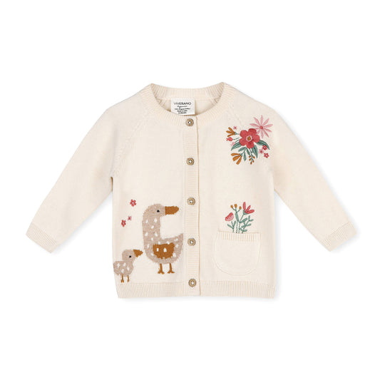 Duck Mommy & Me Embroidered Cardigan | Viverano Organica