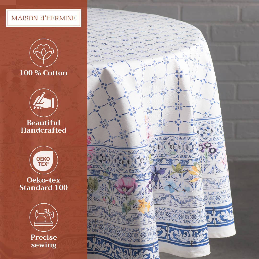 Faience Cotton Tablecloth (Various Sizes) | Maison d'Hermine
