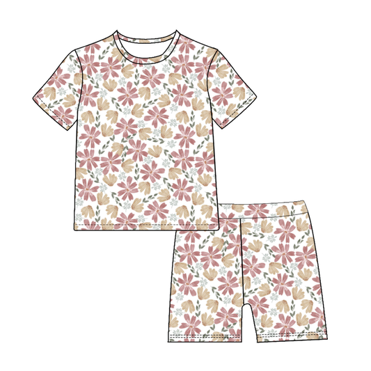 Watercolor Flora Bamboo Pajama Short Set | Emi Lei
