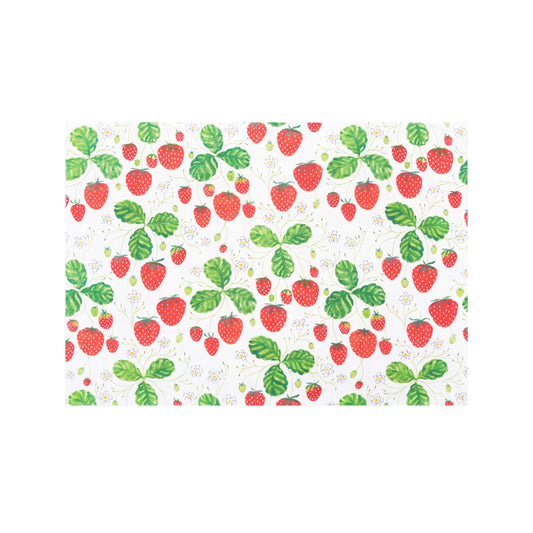 Strawberry Patch & Plaid Double Sided Placemat | C&F Home