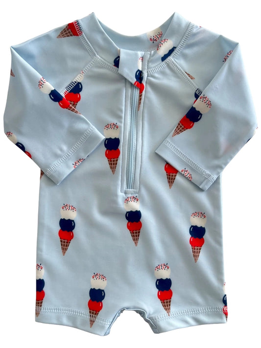 Blue Ice Cream Rashguard Swimsuit UPF 50+ | SIIX