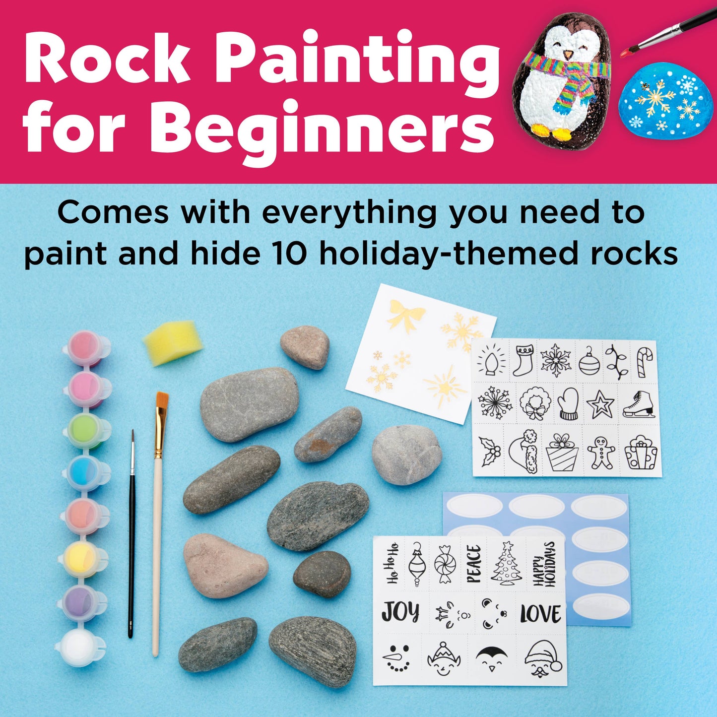 Holiday Hide & Seek Rock Painting Craft Kit | Faber-Castell