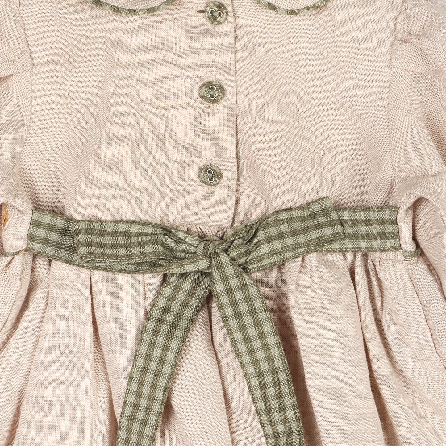 Floral Linen Peter Pan Baby Dress & Bloomer | Viverano Organics