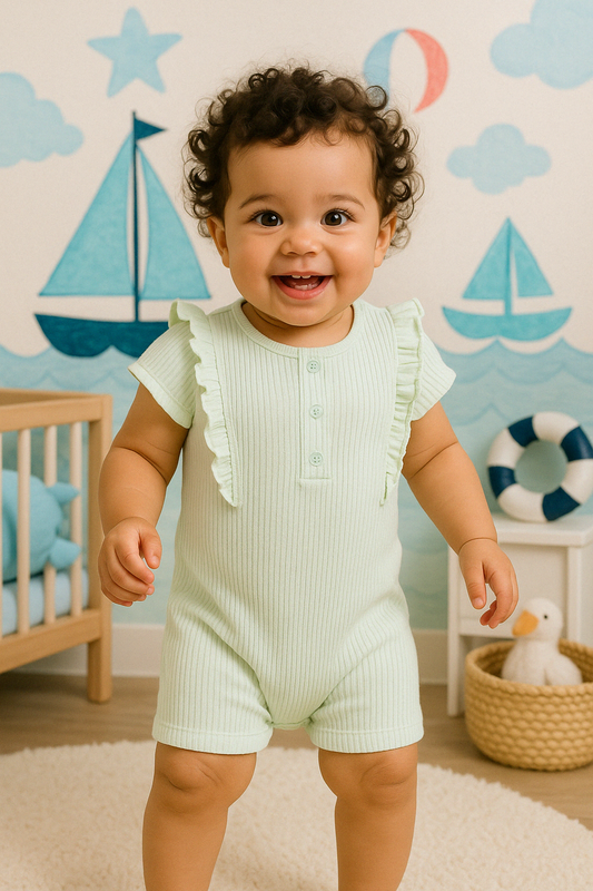 Pistachio Green Baby Summer Romper | Himmelberg Baby