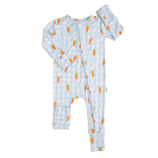 Henry Carrot Gingham Zip Romper | Gigi & Max