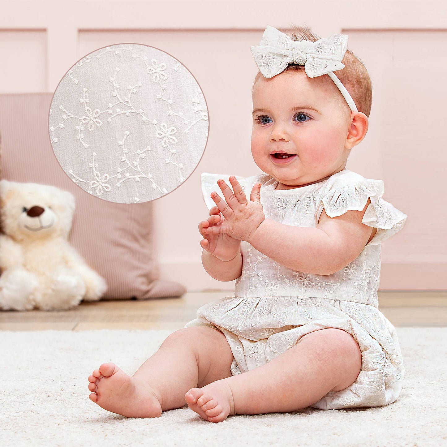 Charlotte Embroidered Cotton Romper | Tesa Babe