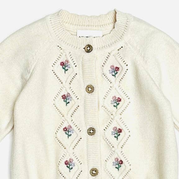 Floral Pointelle Cardigan | Viverano Organics
