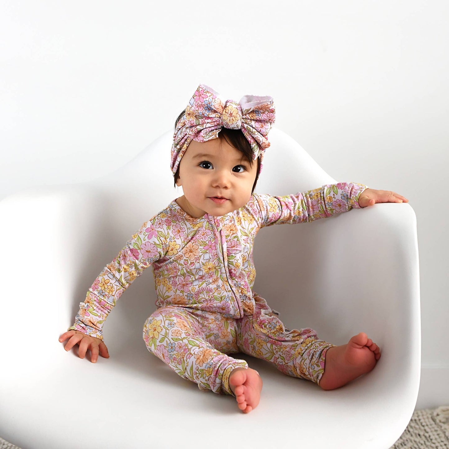 Kennedy Floral Ruffle Zip Romper | Gigi & Max