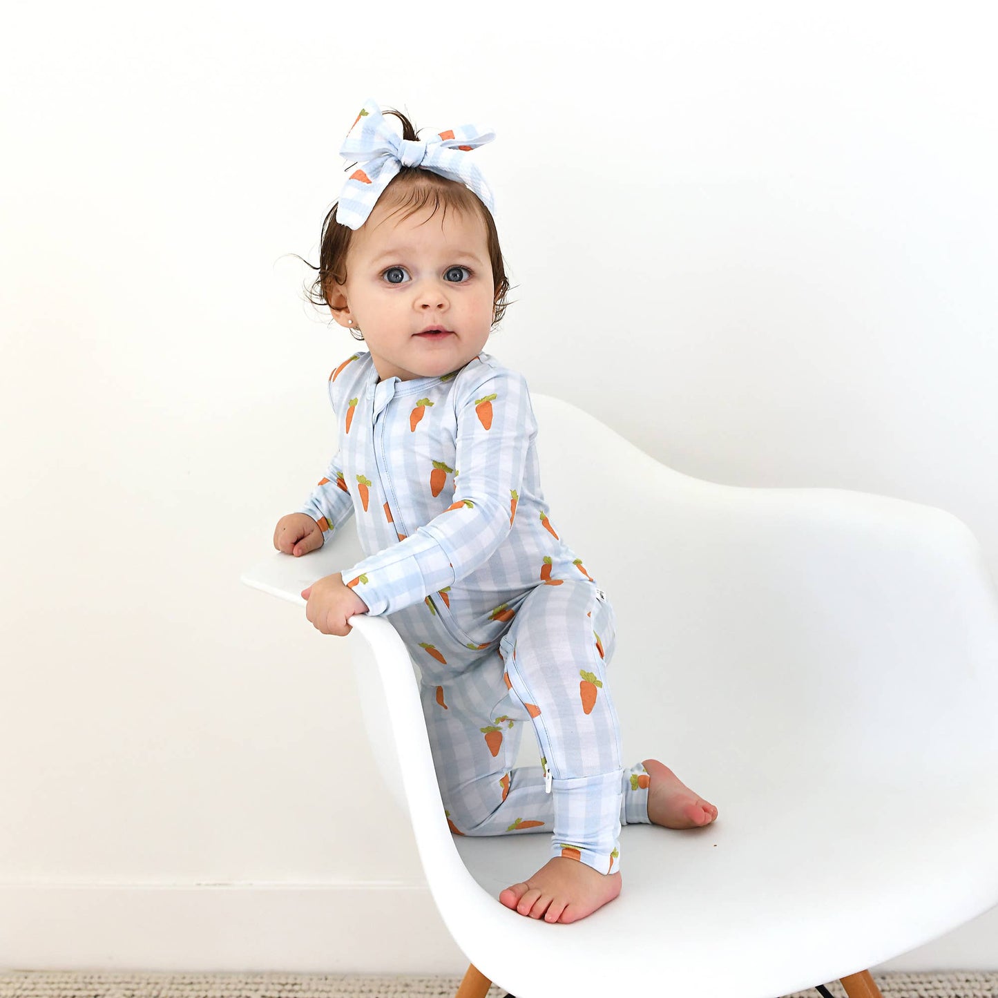 Henry Carrot Gingham Zip Romper | Gigi & Max