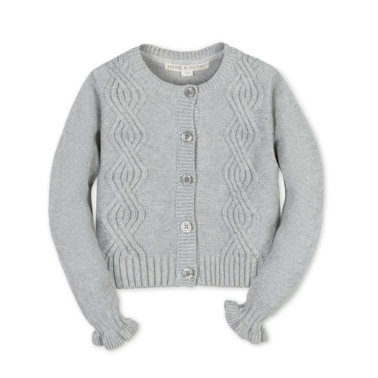 Organic Ruffle Cuff Cable Cardigan | Hope & Henry