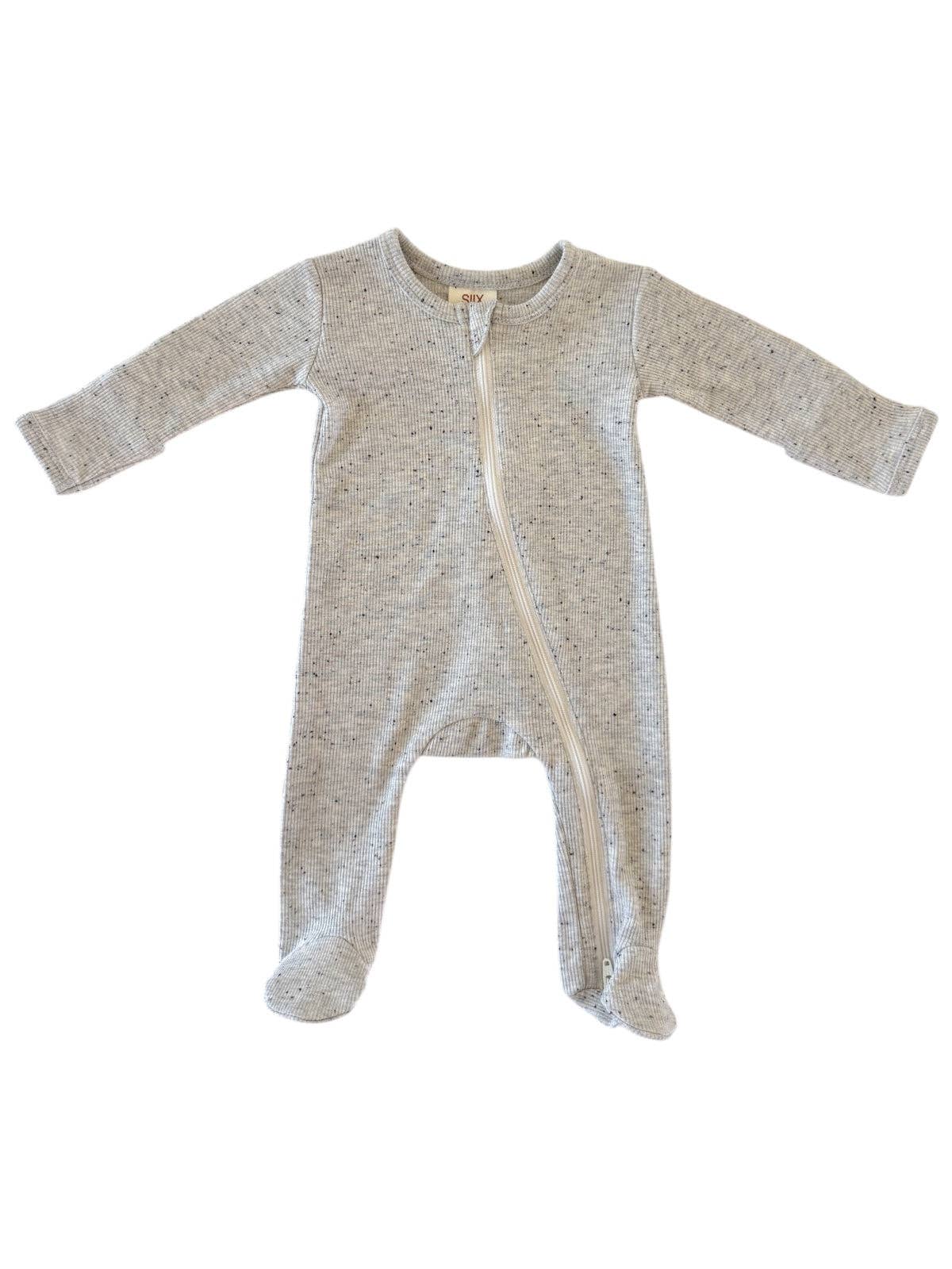 Heather Speckle Zip Footie | Siix Collection