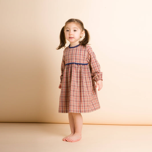 Priya Lace Trim Dress - Lille Check | Beet World