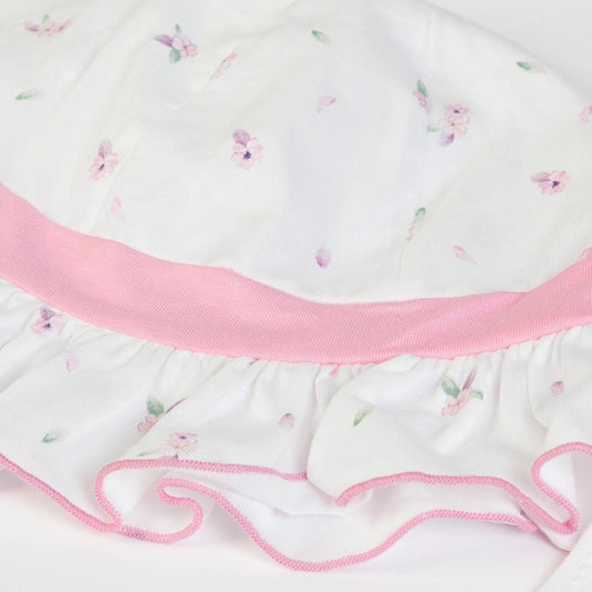 Organic Hat White Pink Flowers | FS Baby
