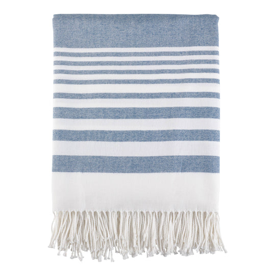 Navy Striped Throw | Saro Lifestyle