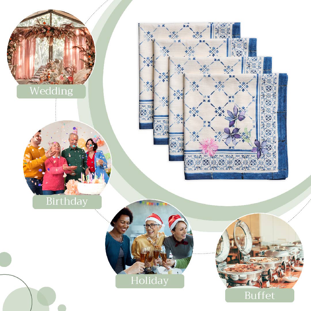 Faience Cloth Napkins - Set Of 4 | Maison d'Hermine