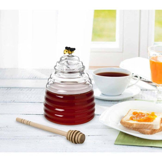 Glass Honey Jar With Lid And Honey Dipper | HIC Kitchen