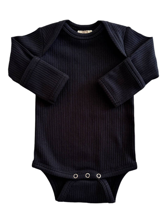 Black Organic Ribbed Bodysuit | Siix Collection