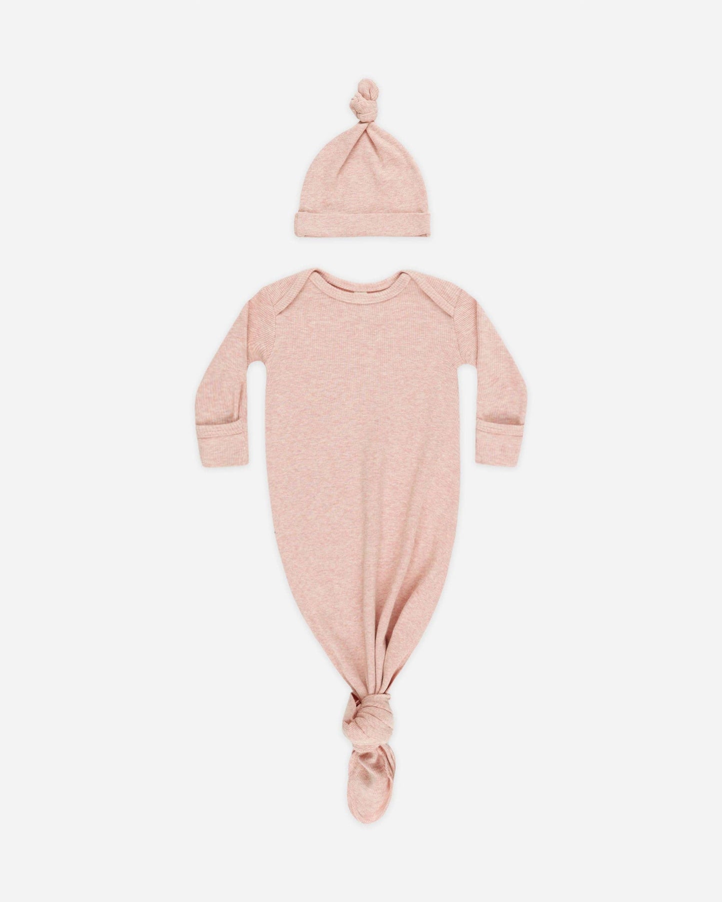 Knotted Baby Gown + Hat - Rose | Quincy Mae