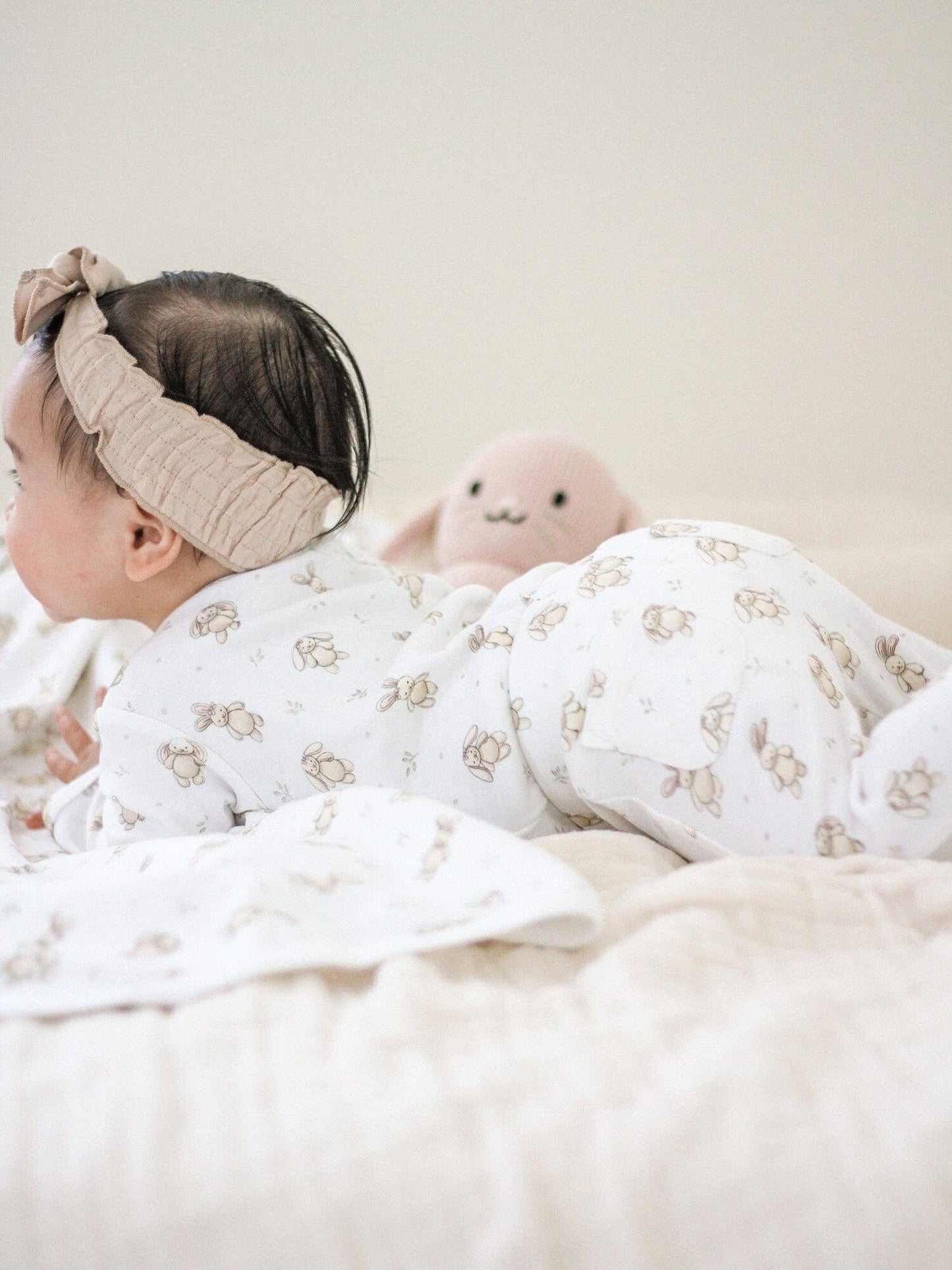 Organic 2-Way Zipper Footie in Bunny Biscuit | L'ovedbaby