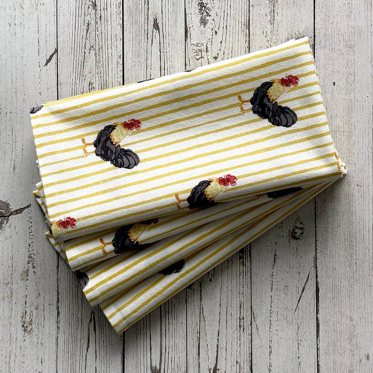 Striped Rooster Cloth Napkins (Set of 4) | Mahogany