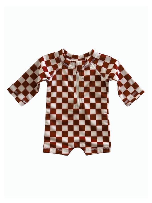 Stracciatella Checkerboard Rashguard Swimsuit | SIIX