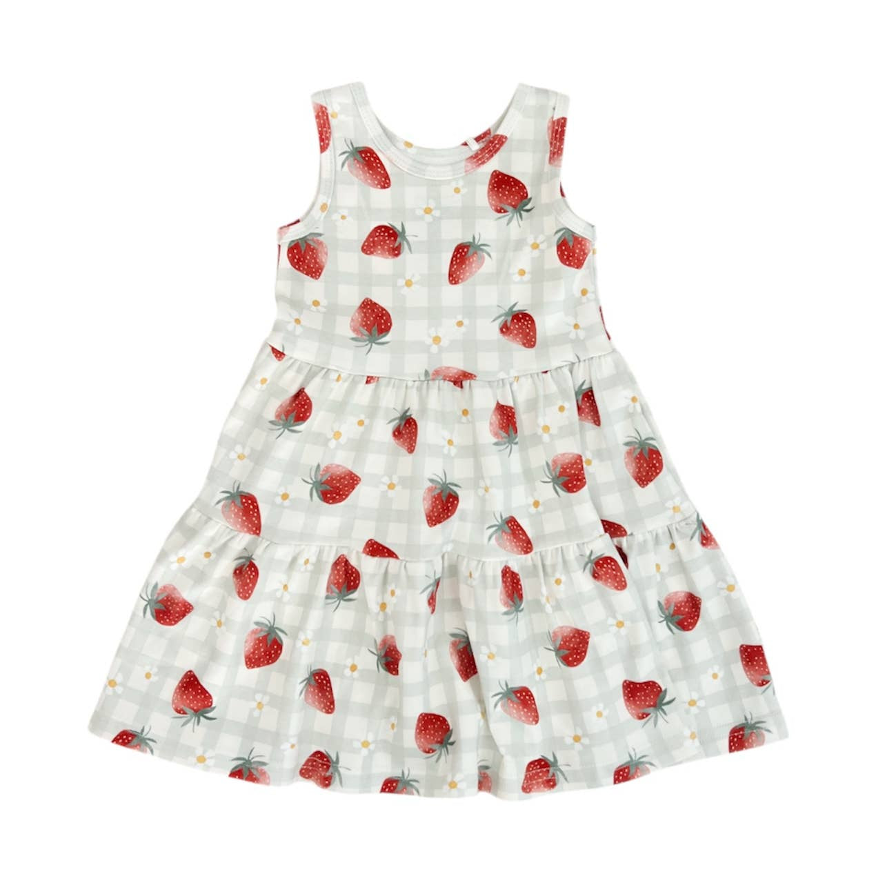 Strawberries Organic Cotton Sleeveless Twirl Dress | Emi Lei