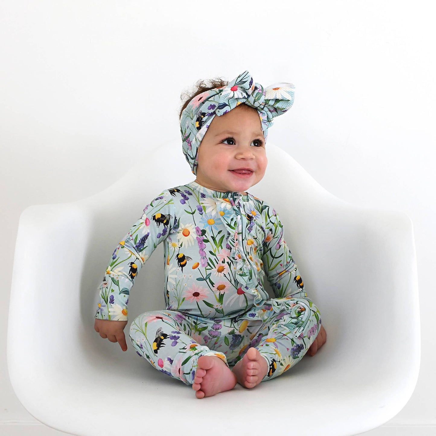 Bumble Ruffle Bamboo Zip Romper | Gigi & Max
