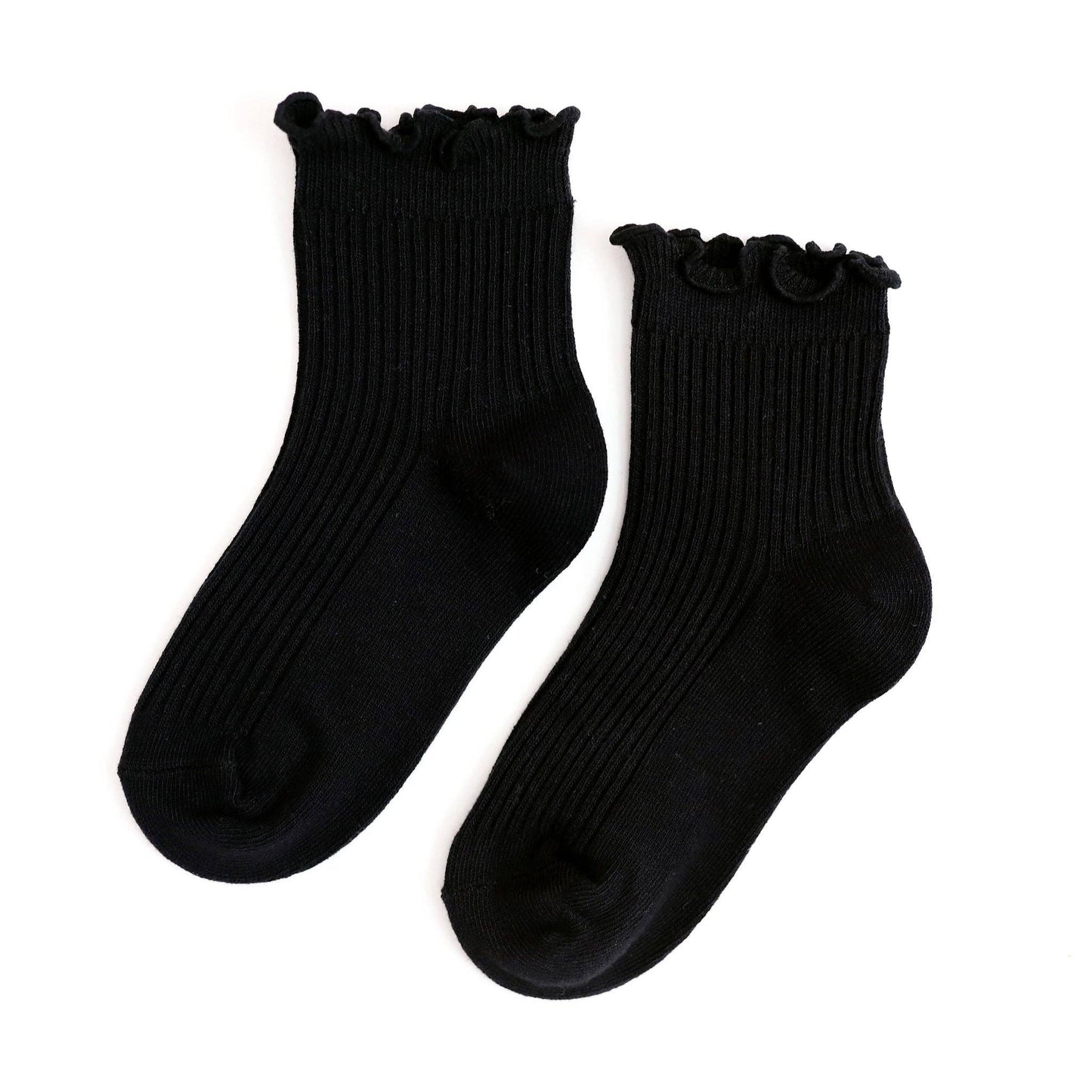 Black Lettuce Trim Midi Socks | Little Stocking Co.