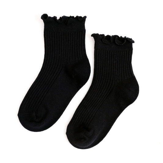Black Lettuce Trim Midi Socks | Little Stocking Co.