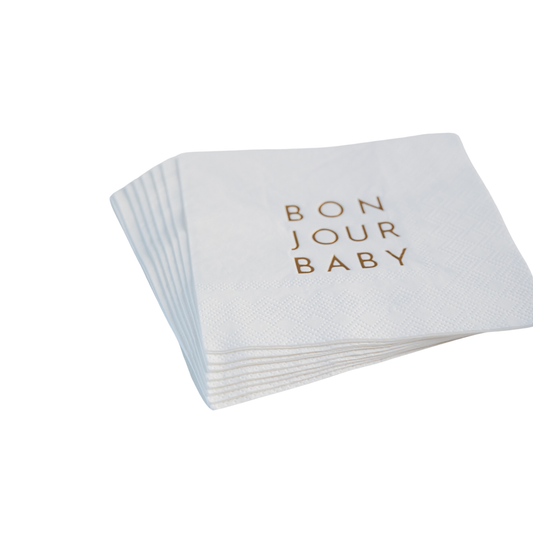 Bonjour Baby White Cocktail Napkins | Bonjour Fête