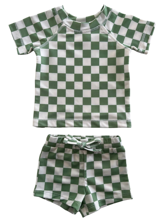 Lime Checkerboard Rashguard Set UPF 50+ | SIIX
