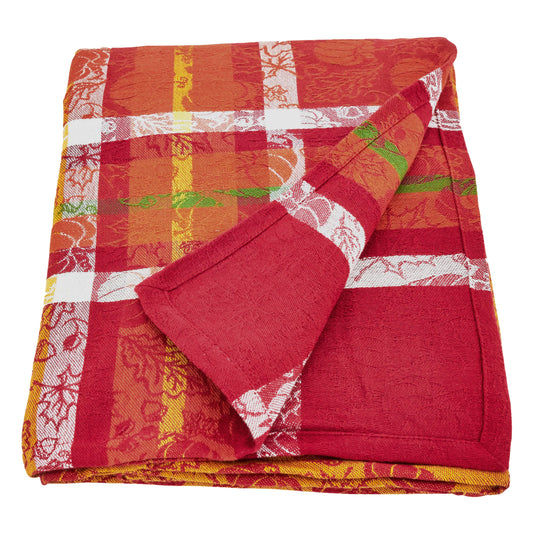 Pumpkin and Leaf Jacquard Square Tablecloth | Saro Lifestyle