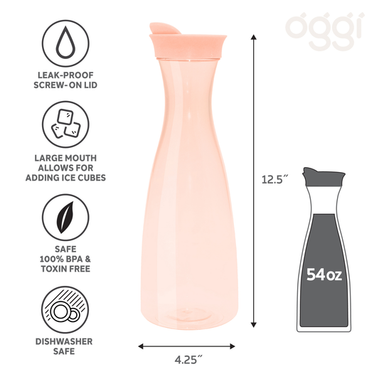 Juice Jar w/ Flip-Open Lid (1.6 lt, 54 oz) - Blush Tint | Oggi