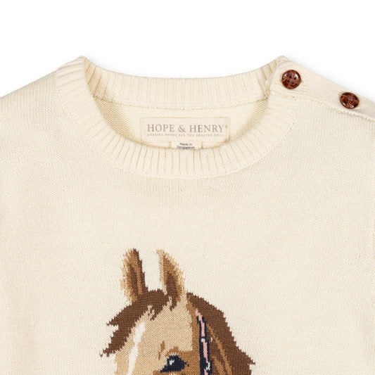 Ivory Organic Horse Intarsia Sweater | Hope & Henry