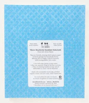 Gerti on Blue Swedish Dishcloth | Three Bluebirds