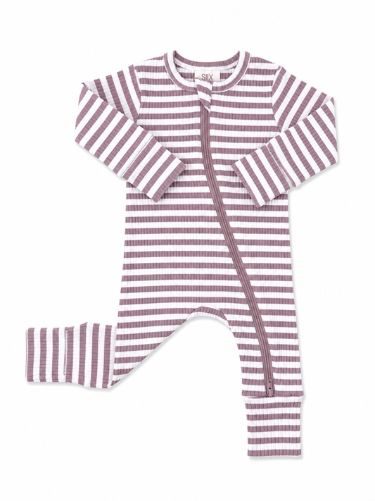 Violet Stripe 2-Way Zip Romper | Siix Collection