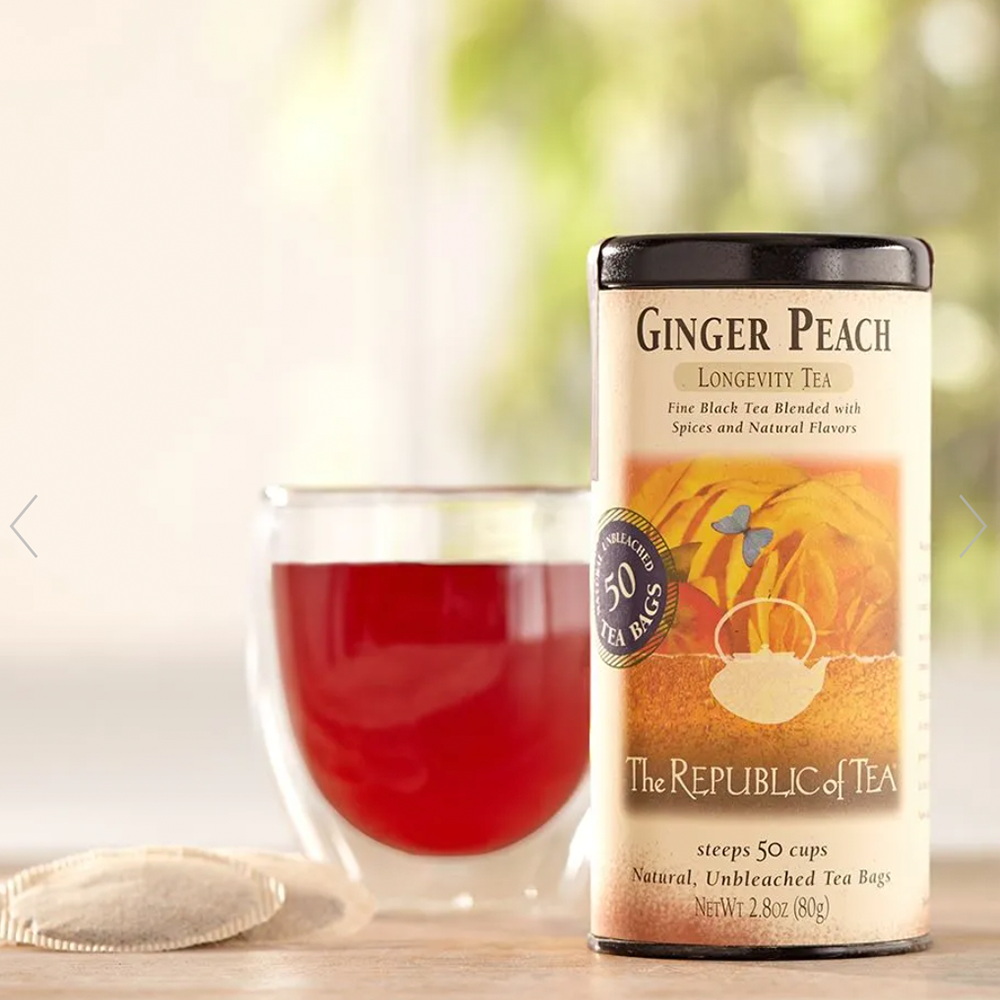 The Republic Of Tea Black Tea, Ginger Peach, Bags - 50 bags, 2.8 oz