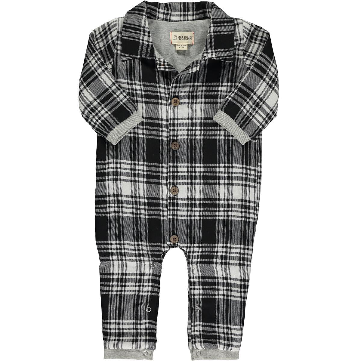 Black & White Plaid Long Sleeve Romper| Me & Henry