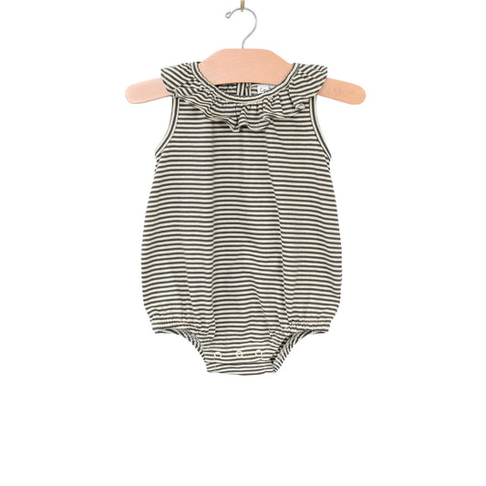 Charcoal Stripe Frill Collar Bubble | City Mouse