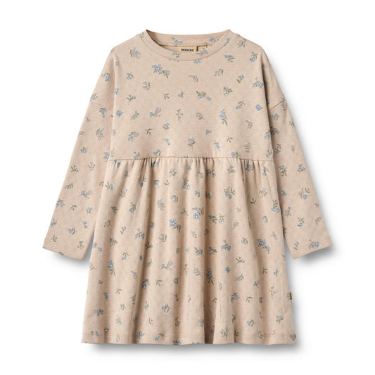 Emmy Jersey Dress - Warm Sand Flowers | Wheat
