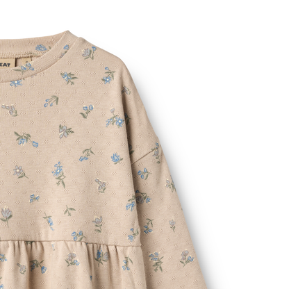 Emmy Jersey Dress - Warm Sand Flowers | Wheat