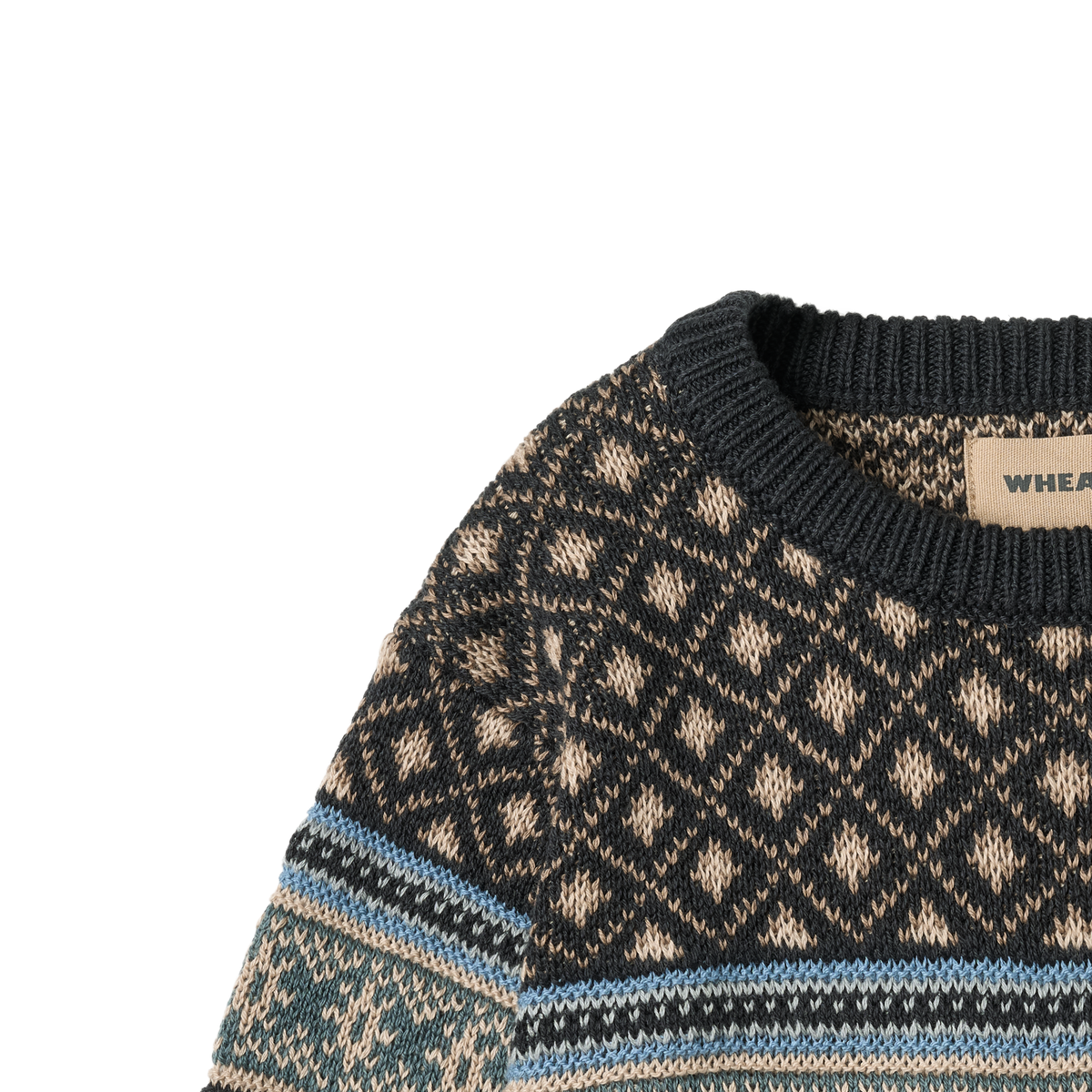 Julius Organic Jacquard Pullover - Navy | Wheat