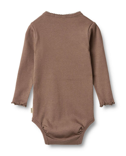 Toffee Brown Long Sleeve Bodysuit | Wheat