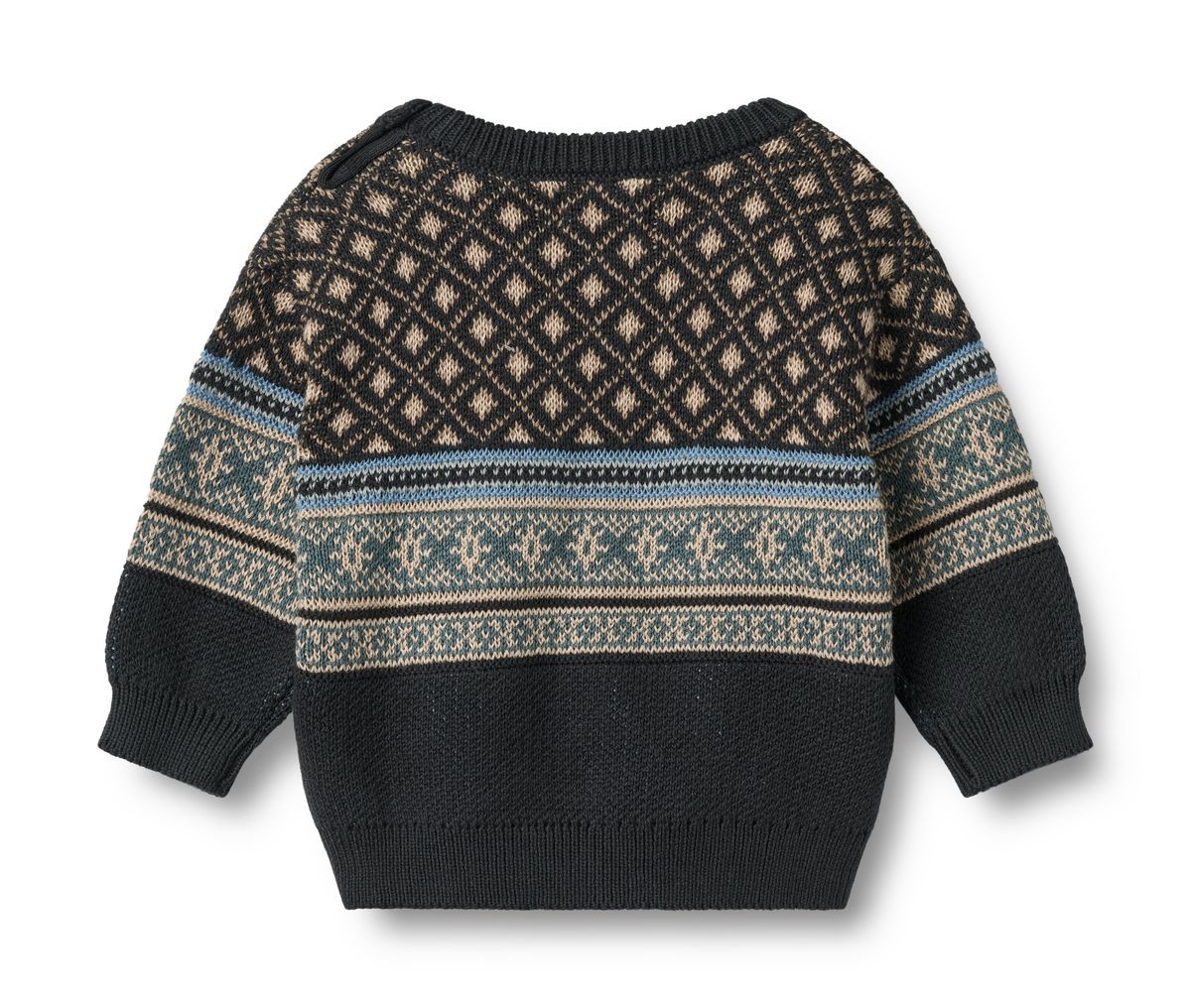 Julius Organic Jacquard Pullover - Navy | Wheat