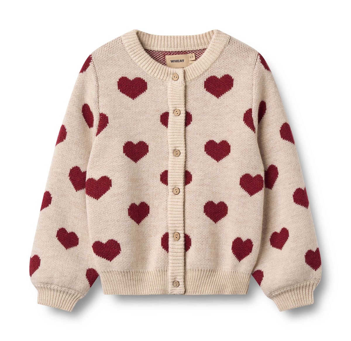 Hearts Jacquard Cardigan | Wheat