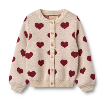 Hearts Jacquard Cardigan | Wheat