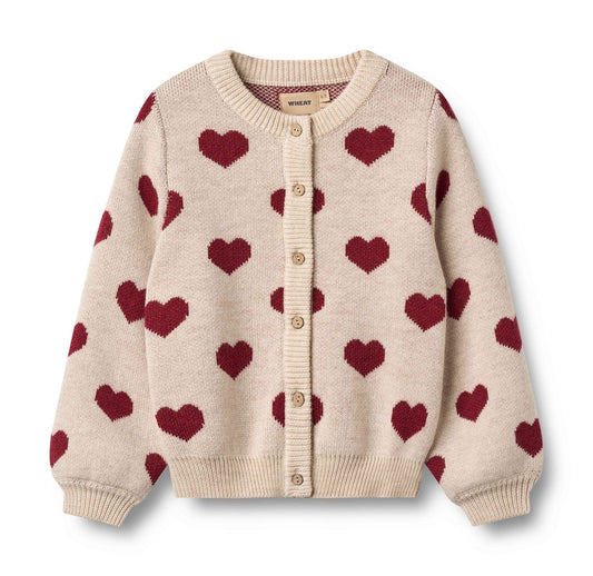 Hearts Jacquard Cardigan | Wheat