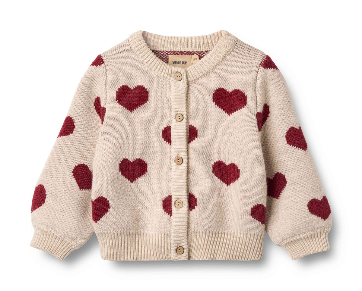 Hearts Jacquard Cardigan | Wheat